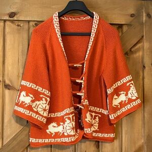 Unique hand knit cardigan fair isle border